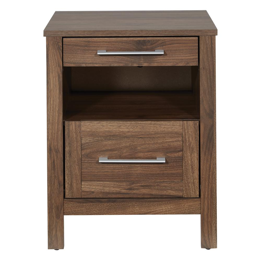 Stonebrook Nightstand, Classic Walnut - Premium Quality Nightstand with 2 USB Ports