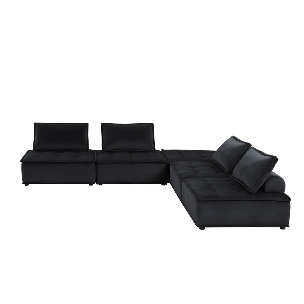 Anna Black Velvet 5 Pc Sectional Sofa - Comfortable and Stylish | FurniturePlus