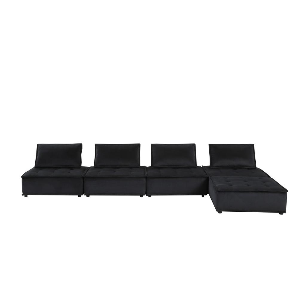 Anna Black Velvet 5 Pc Sectional Sofa - Comfortable and Stylish | FurniturePlus