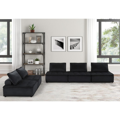 Anna Black Velvet 5 Pc Sectional Sofa - Comfortable and Stylish | FurniturePlus