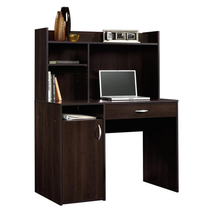 Sauder Cinnamon Cherry Desk with Hutch, Adjustable Shelf, Cord Management