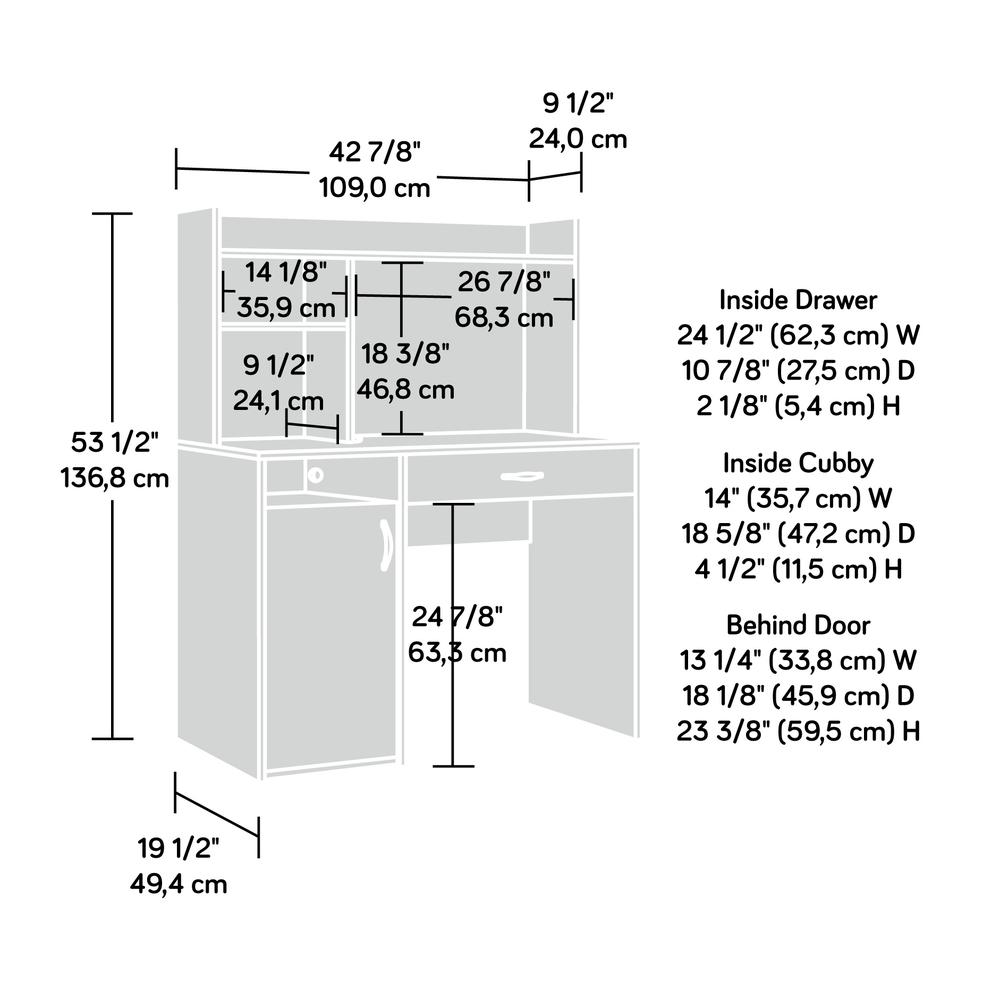 Sauder Cinnamon Cherry Desk with Hutch, Adjustable Shelf, Cord Management