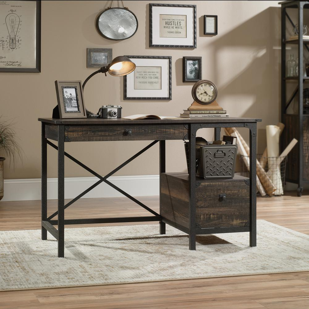 Steel River Desk, Carbon Oak