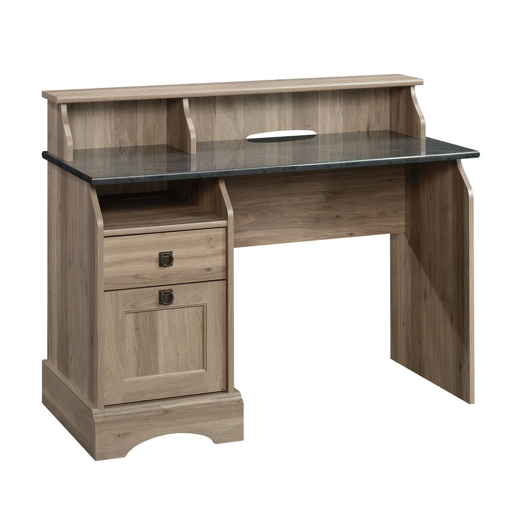 Sauder Select Home Office Desk with Faux Slate Top and Organizer Hutch