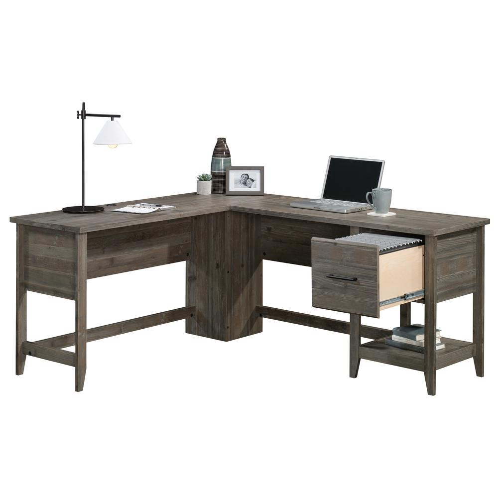 Sauder Summit Station L-Shaped Desk, Pebble Pine Finish, Office Upgrade