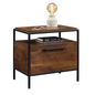 Nova Loft Nightstand Gw 3A - Grand Walnut Finish | Metal and Wood Construction