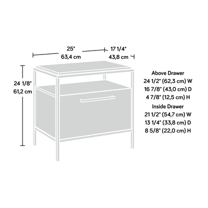 Nova Loft Nightstand Gw 3A - Grand Walnut Finish | Metal and Wood Construction