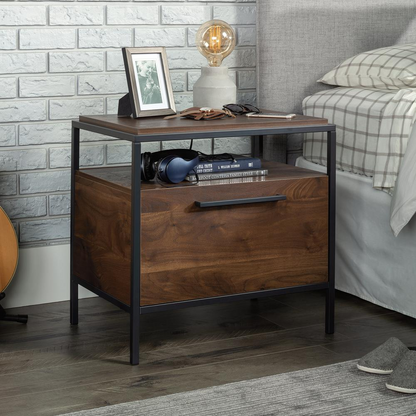 Nova Loft Nightstand Gw 3A - Grand Walnut Finish | Metal and Wood Construction