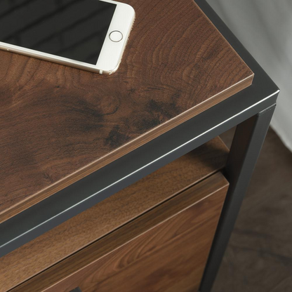 Nova Loft Nightstand Gw 3A - Grand Walnut Finish | Metal and Wood Construction