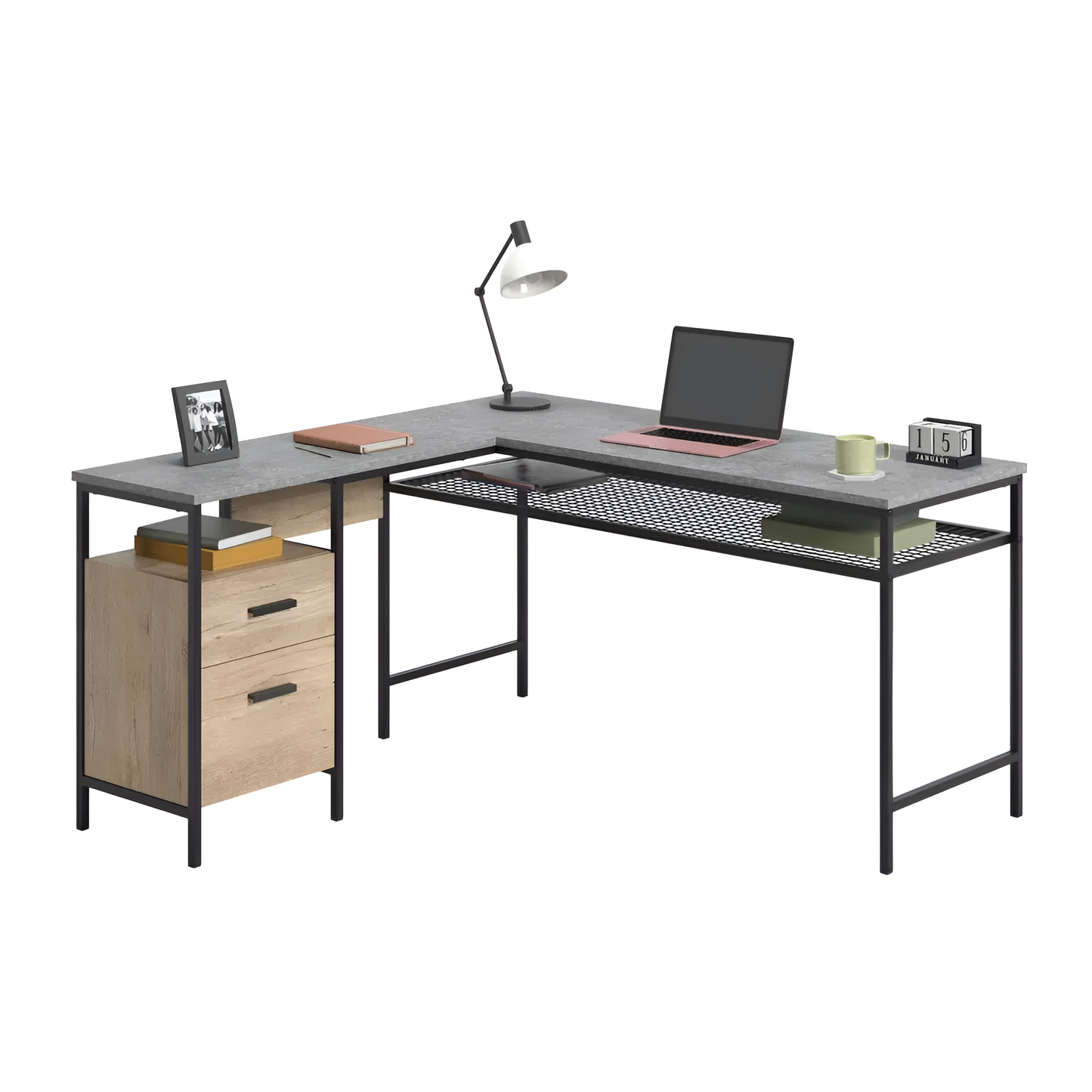 Market Commons L-Desk  Industrial Elegant Style and Functional Design