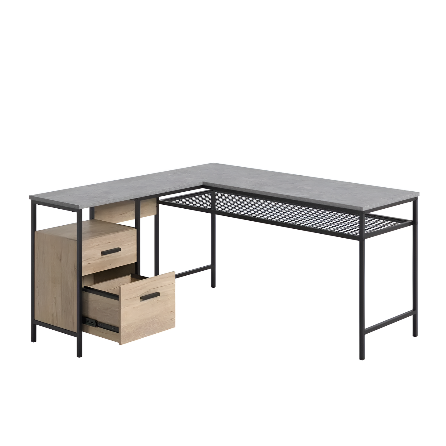 Market Commons L-Desk  Industrial Elegant Style and Functional Design