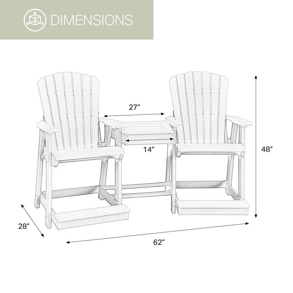 OS Home and Office Counter Height Settee Table Combo in Weatherwood with Tudor Brown Base - Outdoor Furniture with Comfort and Style