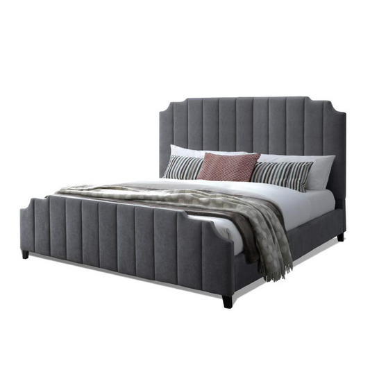 Contemporary Channeled Woven Chenille Bed, King - Luxurious Comfort and Style