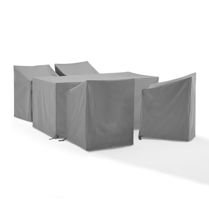 5pc Essential Gray Vinyl Outdoor Furniture Cover Set - Waterproof, Durable, and Stylish