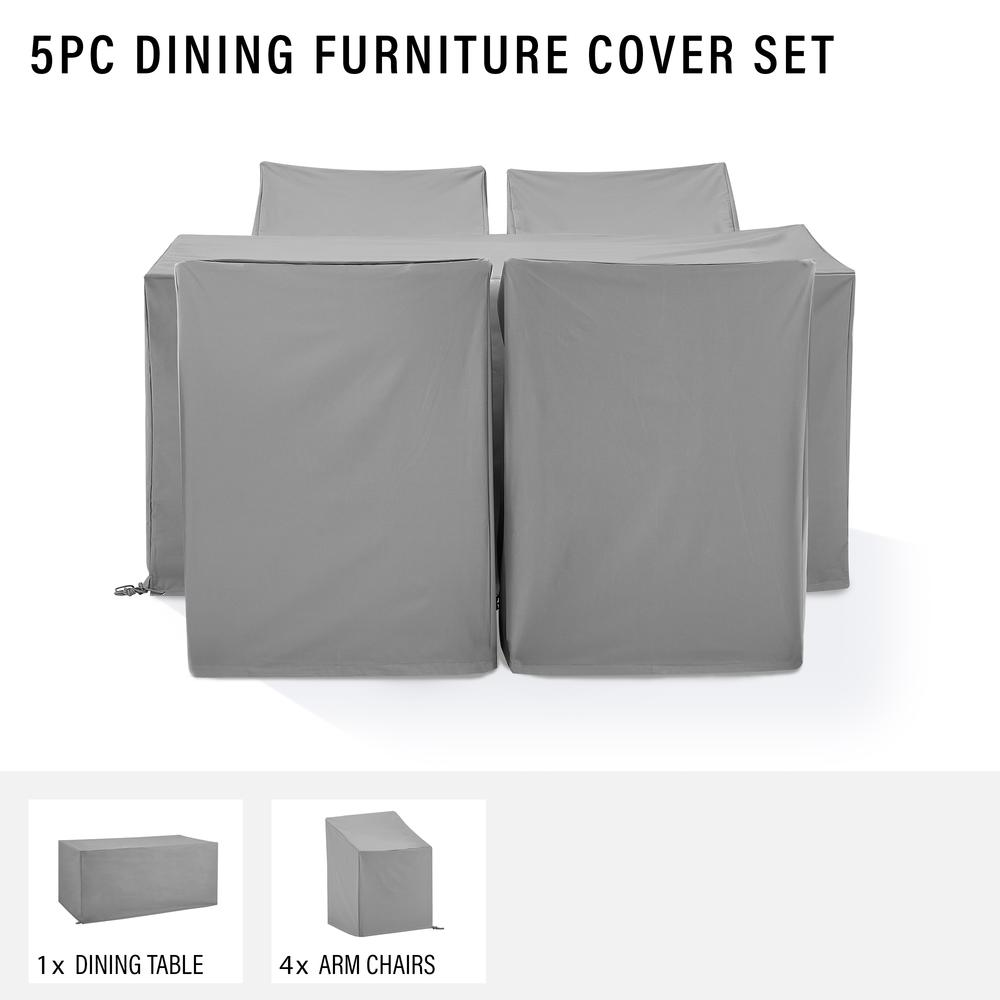 5pc Essential Gray Vinyl Outdoor Furniture Cover Set - Waterproof, Durable, and Stylish