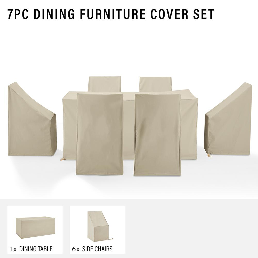 Enhance Your Patio's Endurance with Our 7pc Universal Protective Outdoor Cover Set - Tan Vinyl for All-Season Care!