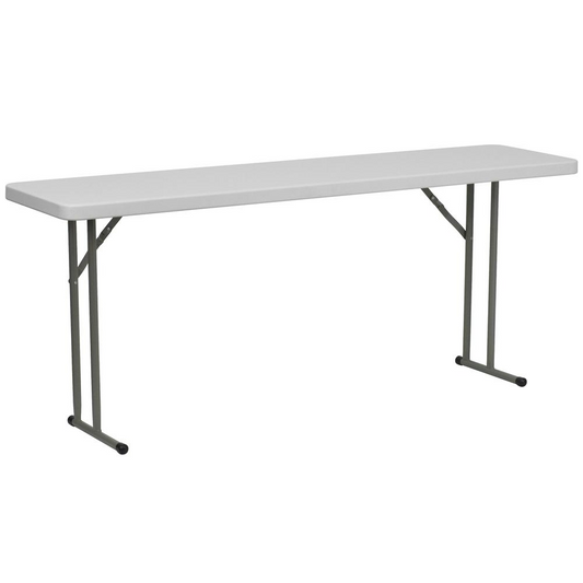 6-Foot Granite White Plastic Folding Training Table - Multi-Functional and Portable