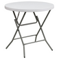 Durable 2.63-Ft Round Granite White Folding Table - Waterproof & Convenient