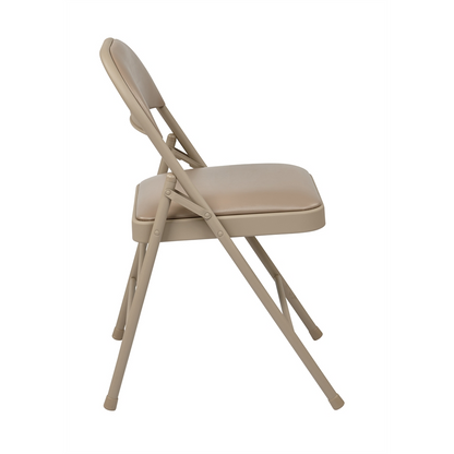 4-Pack Tan Vinyl Padded Folding Chairs - Easy Storage Design