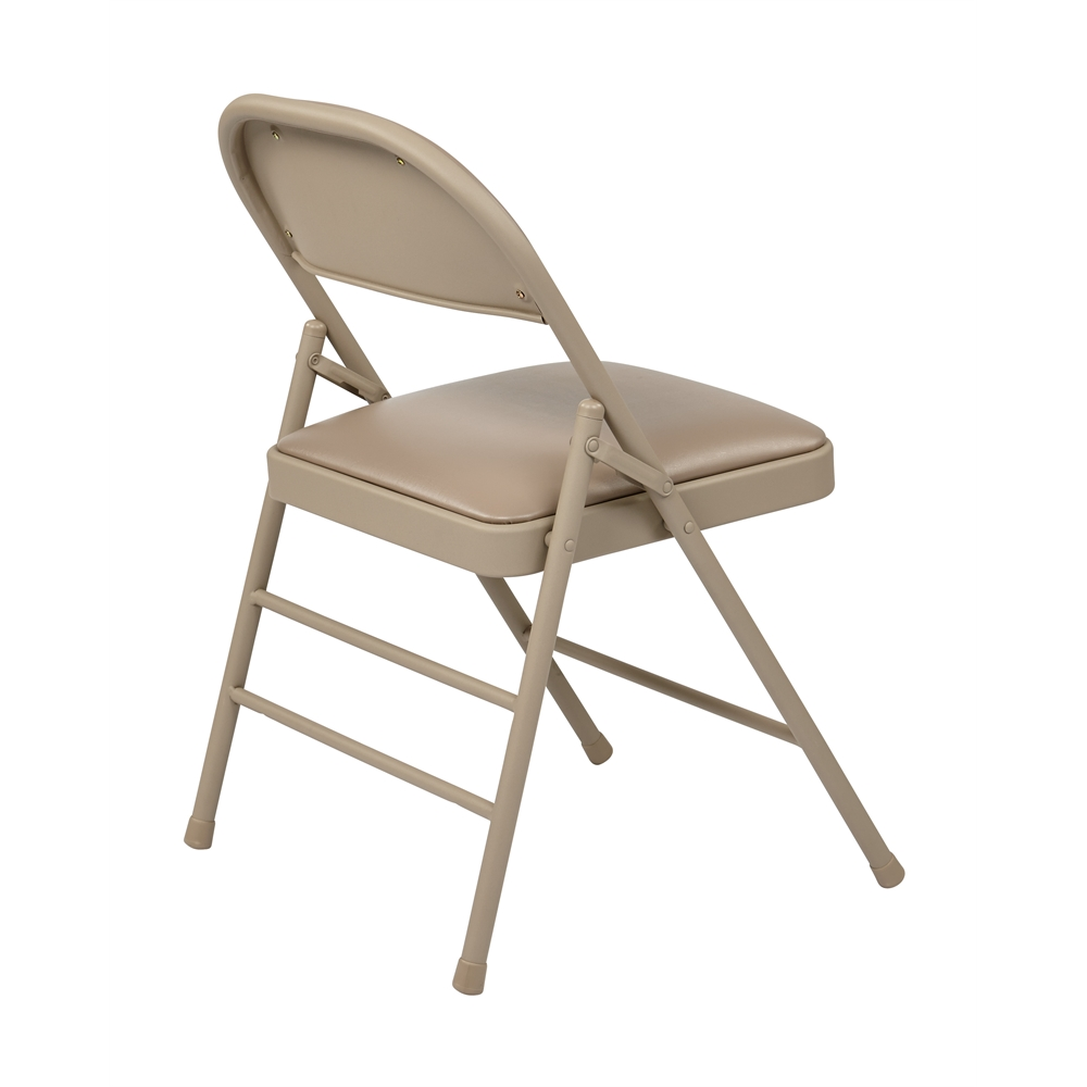 4-Pack Tan Vinyl Padded Folding Chairs - Easy Storage Design