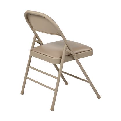 4-Pack Tan Vinyl Padded Folding Chairs - Easy Storage Design