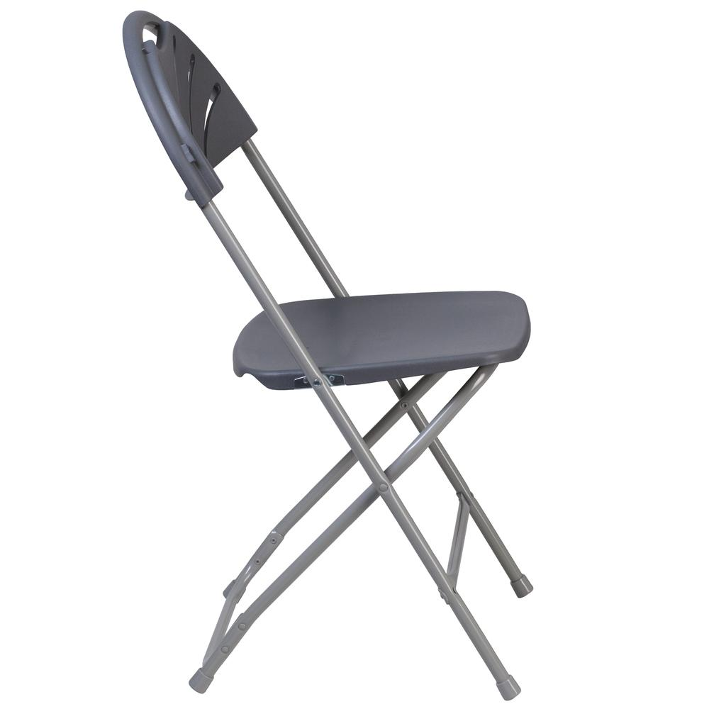 HERCULES Series 650 lb. Capacity Charcoal Plastic Fan Back Folding Chair