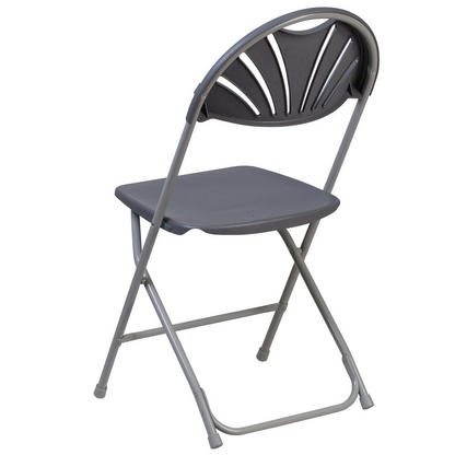 HERCULES Series 650 lb. Capacity Charcoal Plastic Fan Back Folding Chair