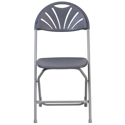 HERCULES Series 650 lb. Capacity Charcoal Plastic Fan Back Folding Chair