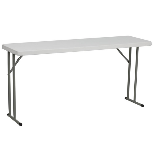 5-Foot Granite White Plastic Folding Training Table | Durable & Waterproof