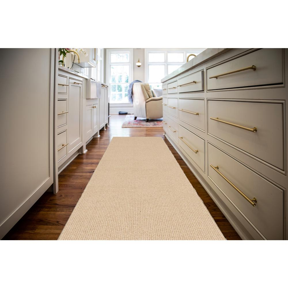 Rhodes Natural 2.6x9 Rug - Wool Blend, Natural Color, Loop Texture | Made in USA