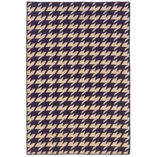 Salonika Reversible Houndstooth Purple 5x8 Rug | Unique and Versatile Design