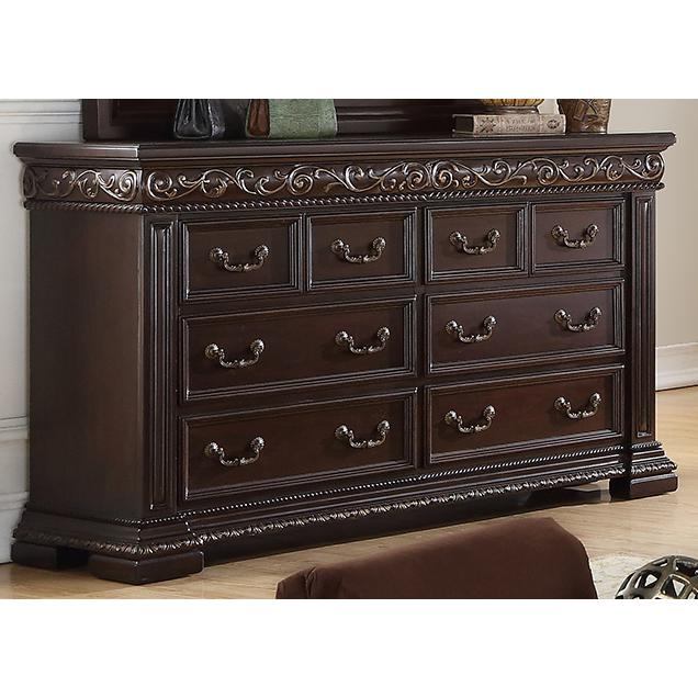 Best Master Furniture's 66.5" Dark Cherry 8-Drawer Solid Wood Dresser