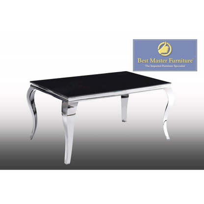 Sleek 60" Silver Modern Glass Dining Table - Contemporary Chic for Your Dining Room