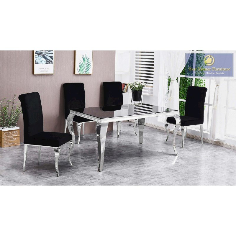 Sleek 60" Silver Modern Glass Dining Table - Contemporary Chic for Your Dining Room