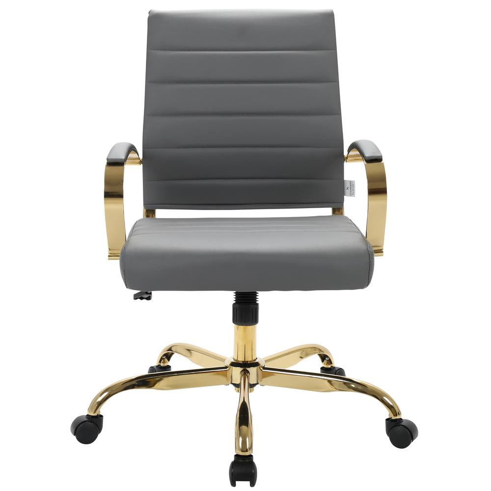 LeisureMod Benmar Home Leather Office Chair With Gold Frame - BOG19GRL