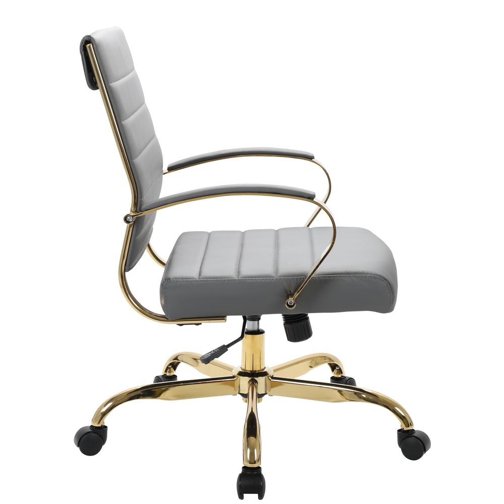 LeisureMod Benmar Home Leather Office Chair With Gold Frame - BOG19GRL