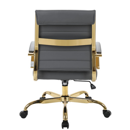 LeisureMod Benmar Home Leather Office Chair With Gold Frame - BOG19GRL