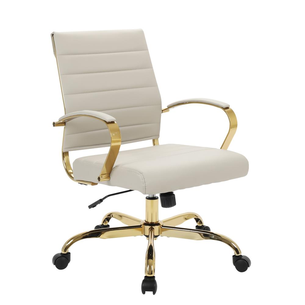 LeisureMod Benmar Home Leather Office Chair With Gold Frame - BOG19TL