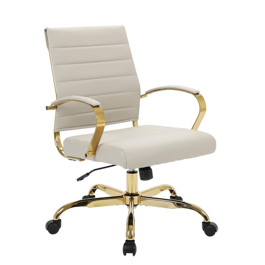 LeisureMod Benmar Home Leather Office Chair With Gold Frame - BOG19TL