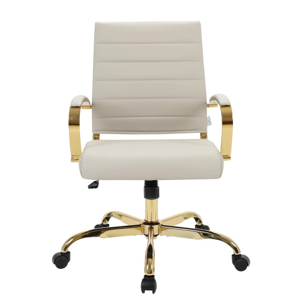 LeisureMod Benmar Home Leather Office Chair With Gold Frame - BOG19TL