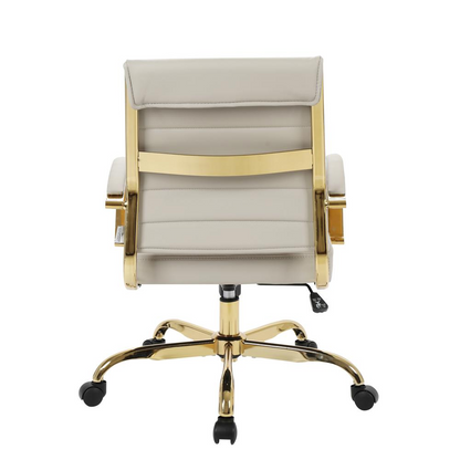 LeisureMod Benmar Home Leather Office Chair With Gold Frame - BOG19TL