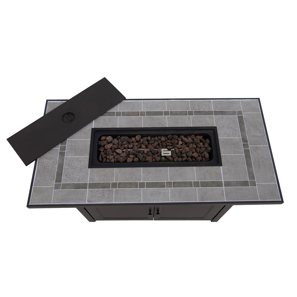 Smokeless Fire Pit Kit - Outdoor Gas Table with Propane Tank Storage