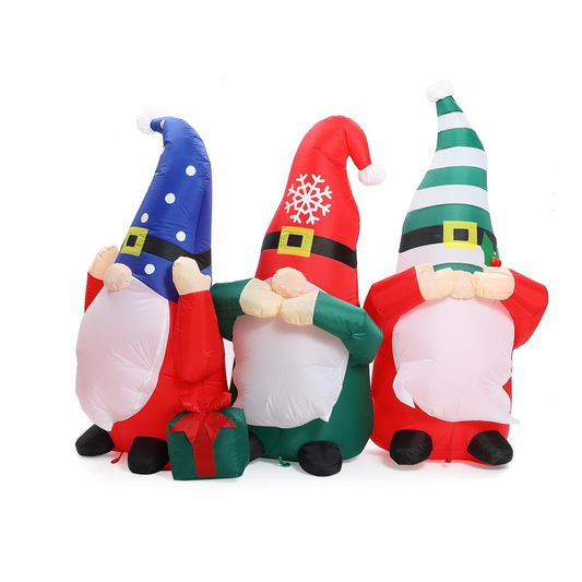 6Ft L Gnome Elf Trio Outdoor Holiday Inflatable with LED lights