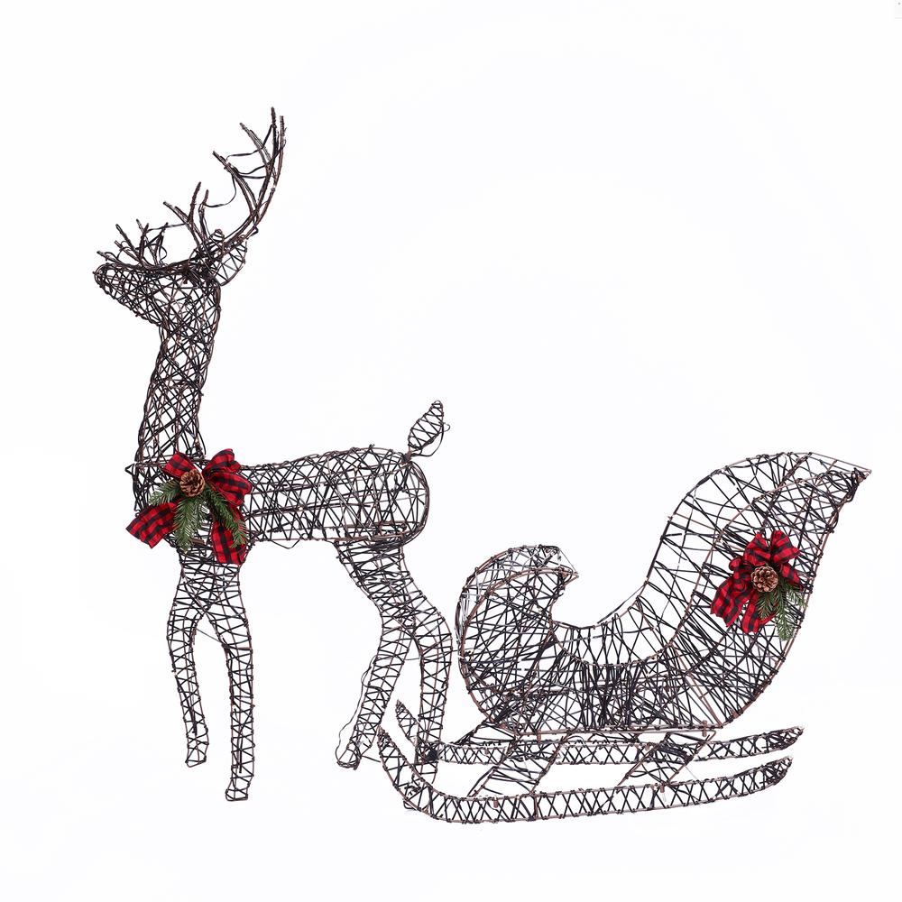 Reindeer and Sleigh Lighted Outdoor Holiday Decoration Set