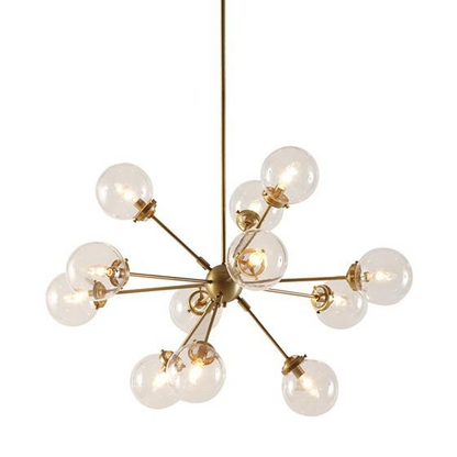 Paige Chandelier - Modern 12 Oversized Bulbs Antique Brass Chandelier