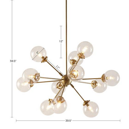 Paige Chandelier - Modern 12 Oversized Bulbs Antique Brass Chandelier