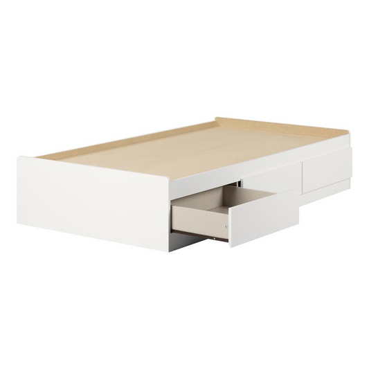 Gramercy Bed, Pure White - Contemporary Mates Bed with 3 Drawers