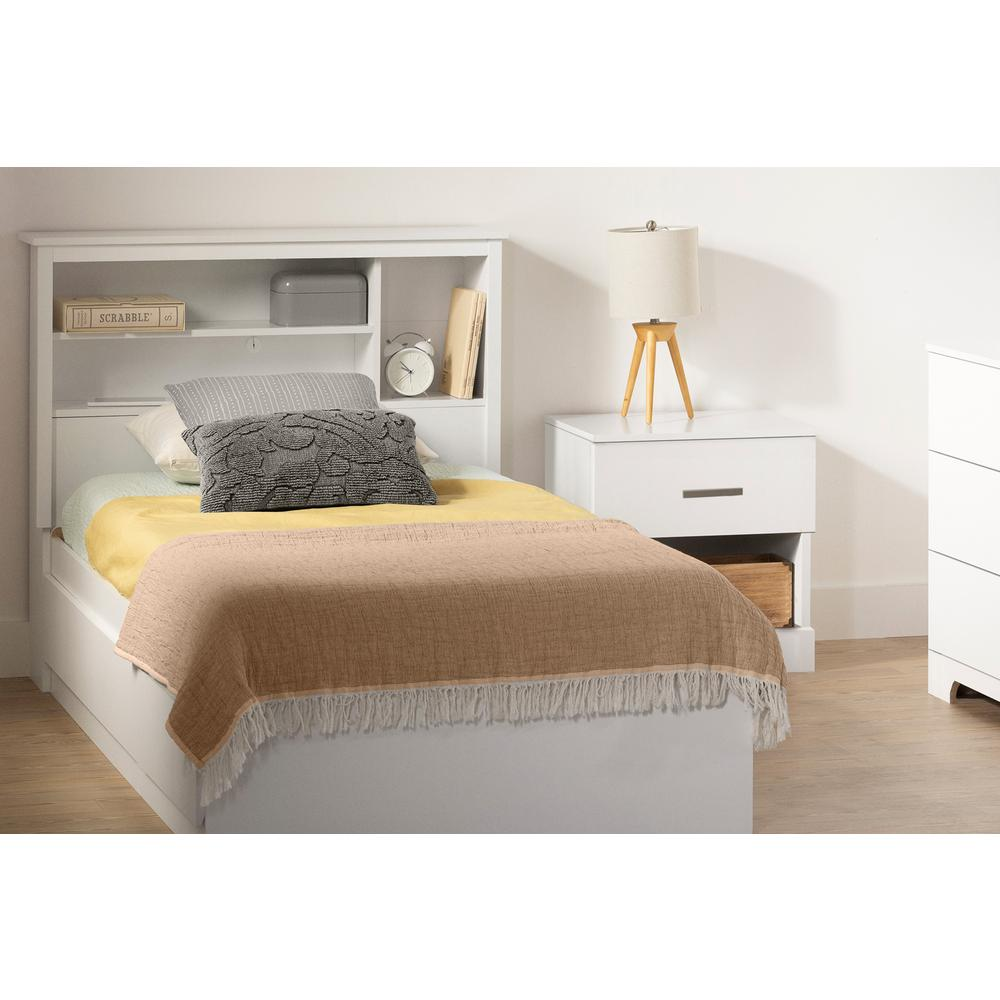 Gramercy Bed, Pure White - Contemporary Mates Bed with 3 Drawers