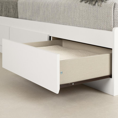 Gramercy Bed, Pure White - Contemporary Mates Bed with 3 Drawers