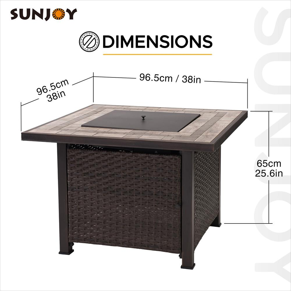 Sunjoy 38 in. Gas Fire Pit Table - Outdoor Propane-Powered Fire Pit Table